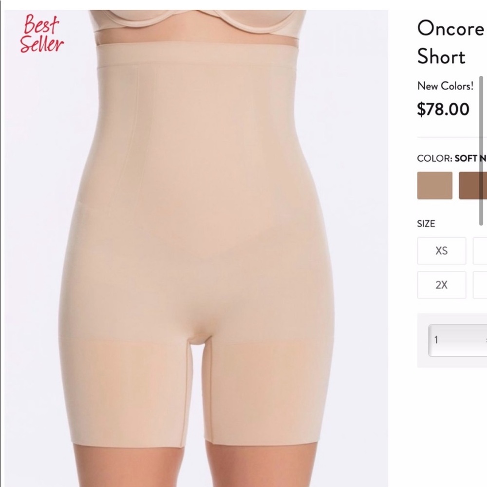 NWOT spanx oncore mid thigh high waisted short